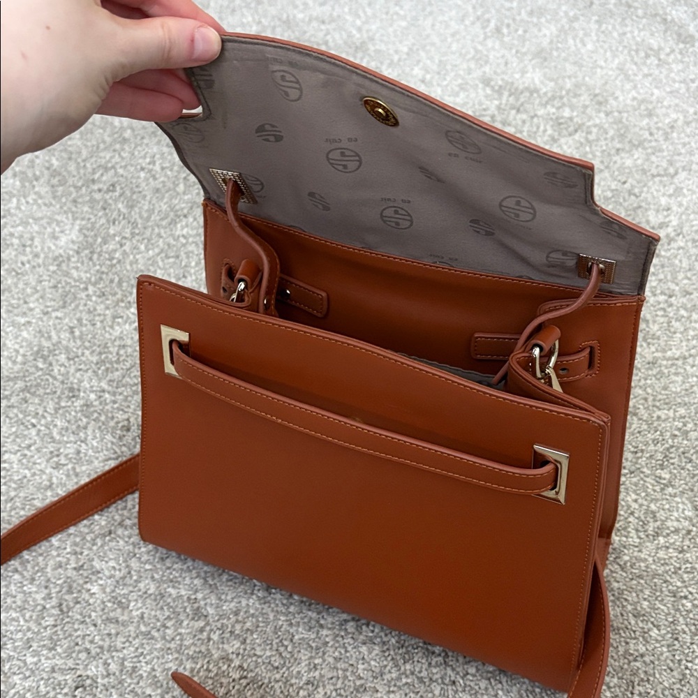 Segolene en Cuir Tan Faux Leather Handbag - Picture 6 of 13